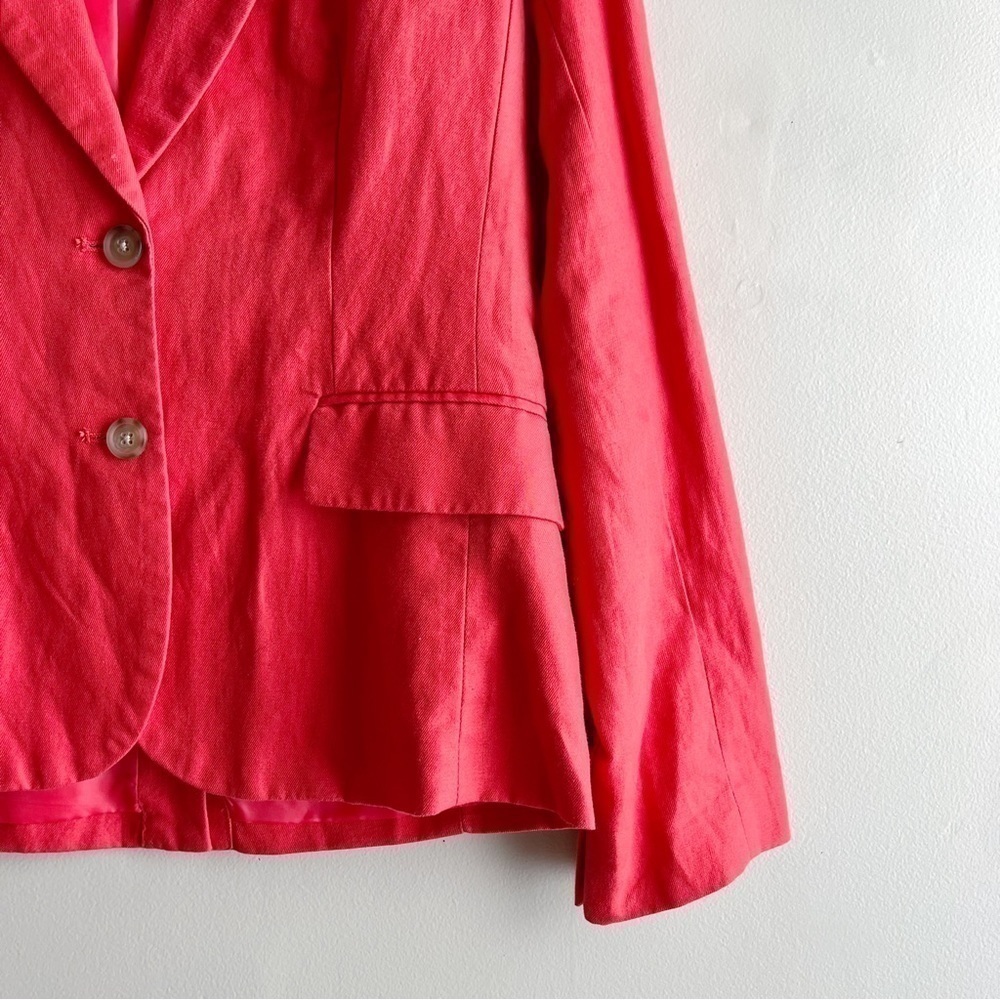J.Crew Linen Cotton Blend Blazer in Coral Orange, Two-Button Front, Size 4 - Picture 5 of 8